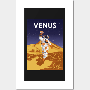 Venus Astronaut Vintage Football Astronaut Travel Poster Posters and Art